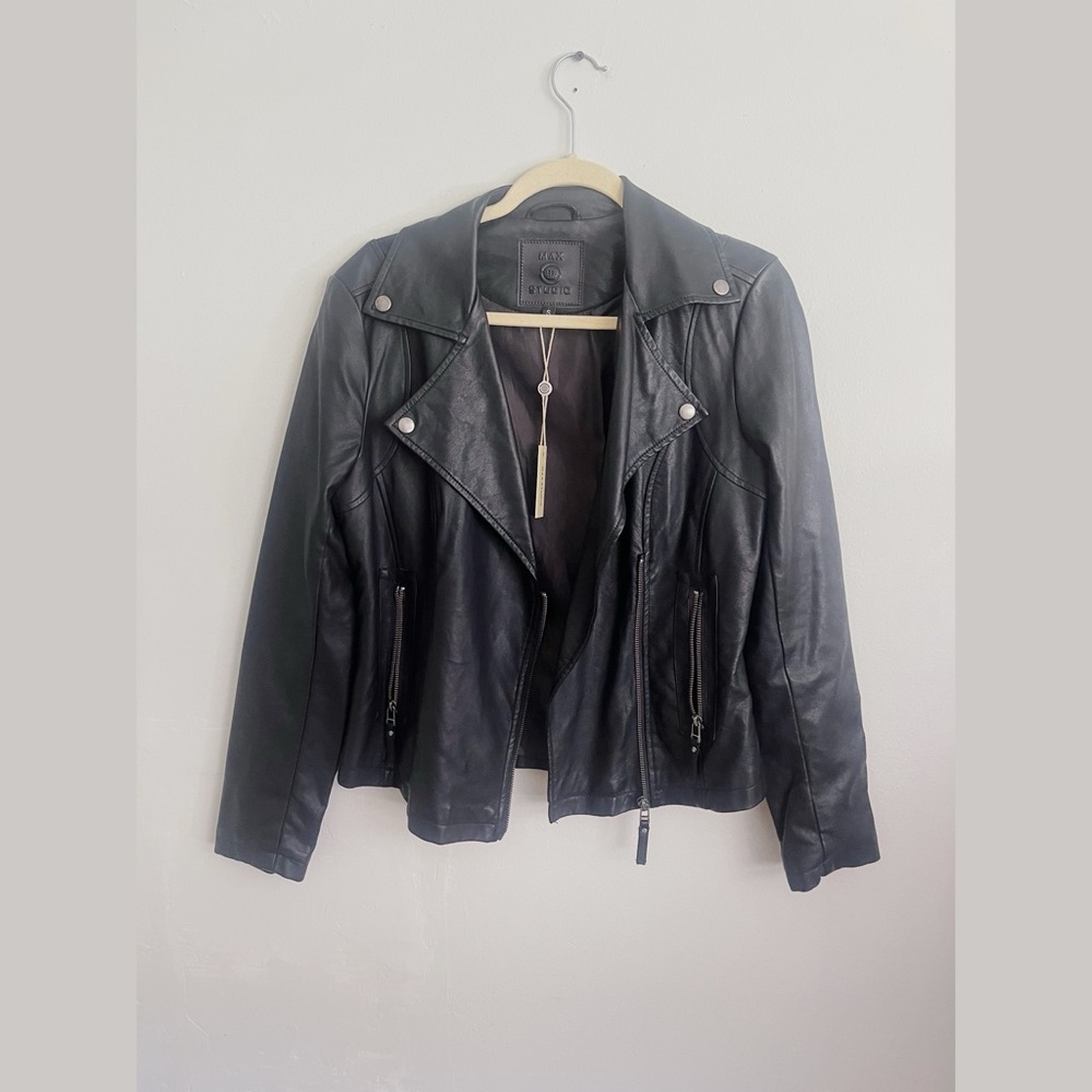 NWT Max Studios Leather Moto Jacket
